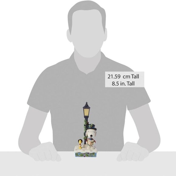 Peanuts by Jim Shore Snoopy and Woodstock Caroling by Lamp Post Lit Figurine NEW - Picture 5 of 8